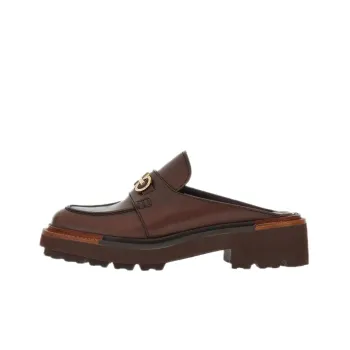 FERRAGAMO Rubber Sole Closed Toe Slippers Women's Brown