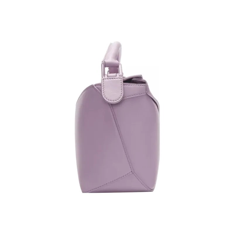 LOEWE Puzzle Satin Cow Leather Shoulder Bag Crossbody Bag Handbag Small Size Women's Light Eggplant Purple Glaze-2