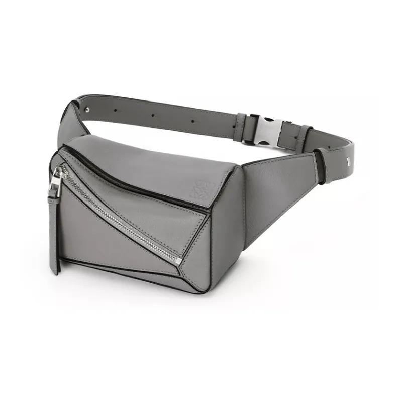 LOEWE Puzzle Cow Leather Fanny Pack Mini Men's Asphalt Gray-2