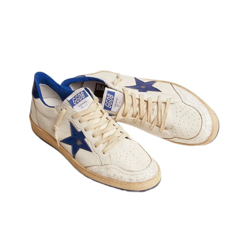Golden Goose Ball Star Low Top Stylish Skateboarding Shoes Men's White Blue-2