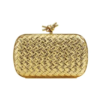 Bottega Veneta Knot Minaudiere Pressed Intreccio Gold