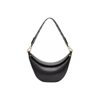 LOEWE Luna Satin Cow Leather With Jacquard Fabric Handbag, Shoulder Bag Women's Black