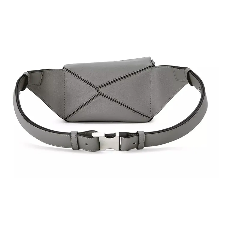LOEWE Puzzle Cow Leather Fanny Pack Mini Men's Asphalt Gray-3