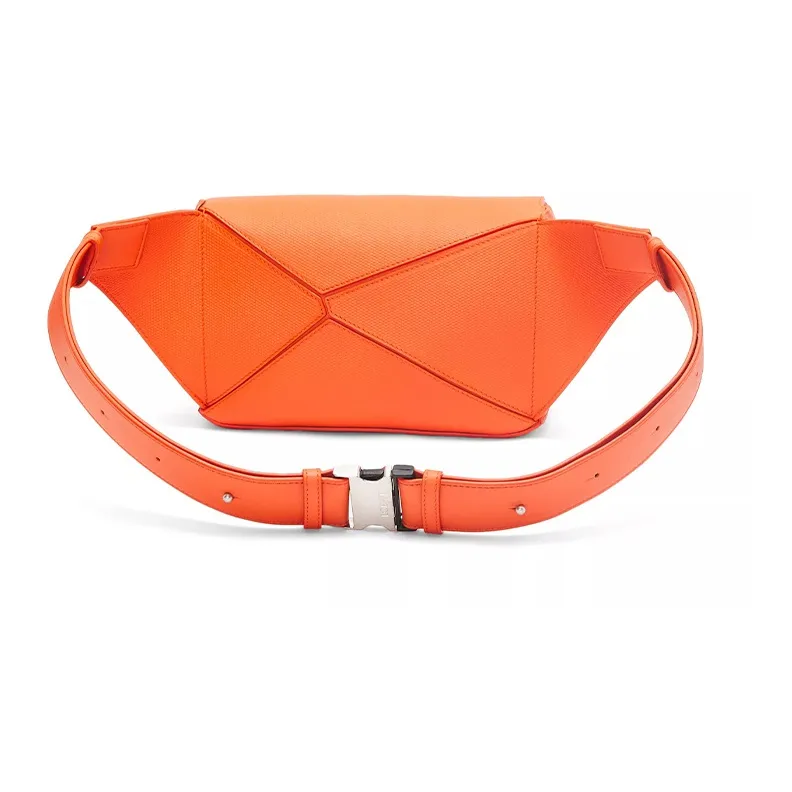 LOEWE Puzzle Cow Leather Fanny Pack Small Size Men's Orange-3