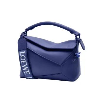 LOEWE Puzzle Edge Bag In Satin Calfskin Small Deep Purple Glaze