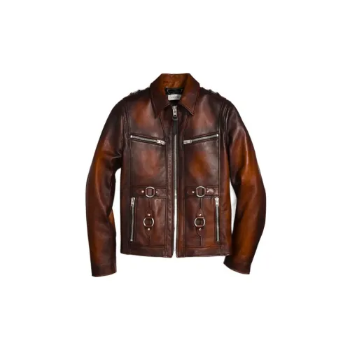 COACH Leather Jackets Men Brown