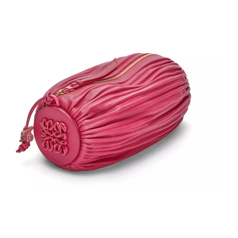 LOEWE Bracelet Pouch In Pleated Nappa Ruby Red Glaze-5