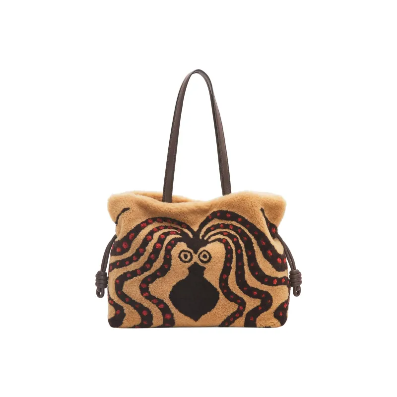 LOEWE Flamenco Shearling One Shoulder Portable Clutch Extra Large Women's Brown/Chocolate-1