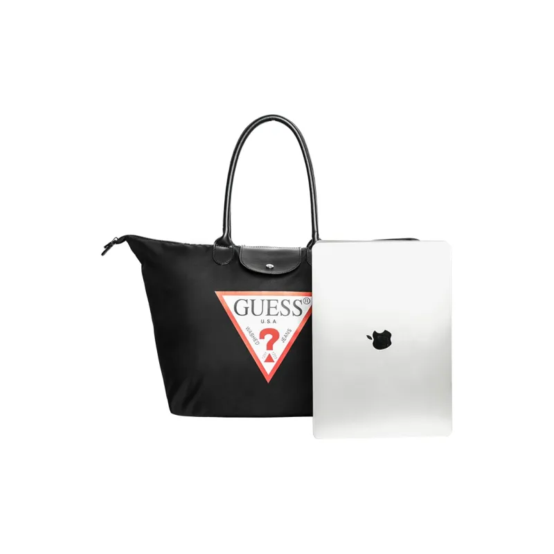 GUESS PU Large Capacity Basket Bag Portable Commute Shoulder Bag Yoga Bag Regular Unisex Black-4