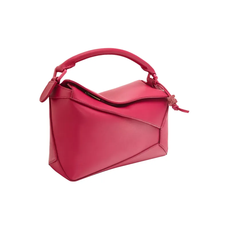 LOEWE Puzzle Edge Bag In Satin Calfskin Small Ruby Red Glaze-1