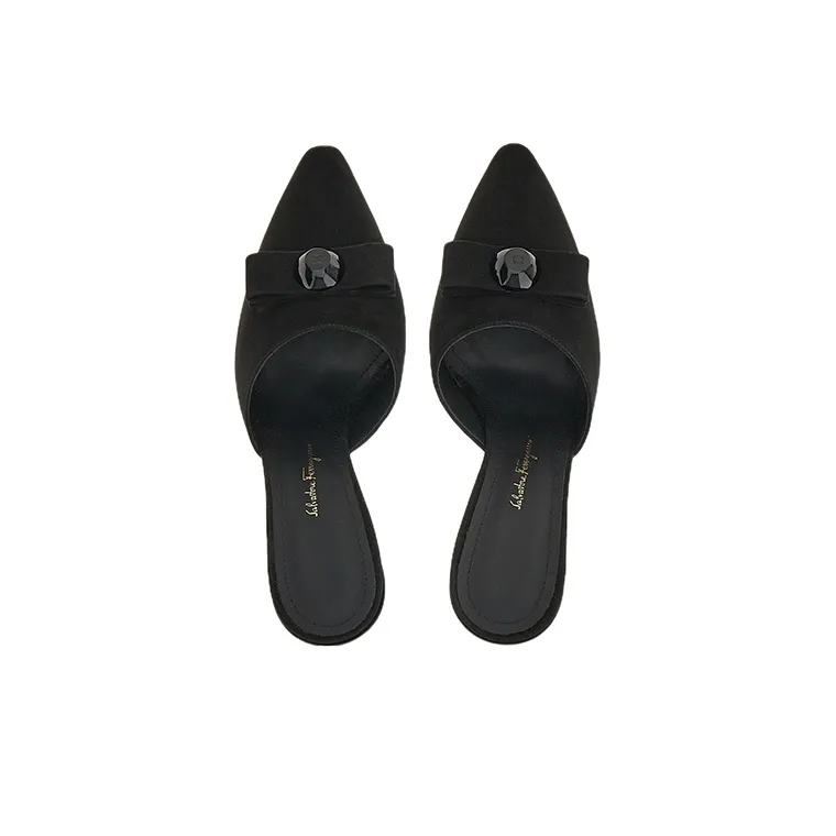 FERRAGAMO Vara Closed Toe Slippers Women's Black-2