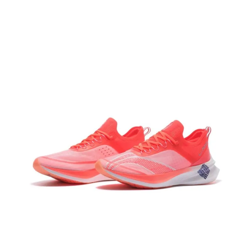 LiNing Feidian Challenger Cushioning Anti Slip And Wear Resistant Low Top Running Shoes Women's Fluorescent Fruit Red-2