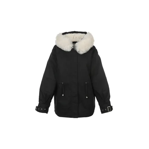 URBAN REVIVO Parka Coats Women's Jet Black