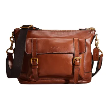 COACH Bleecker Calfskin Messenger Bag, Shoulder Bag, Crossbody Bag Men's Brown