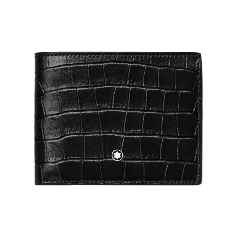 MONTBLANC Full Grain Cow Leather Patchwork Leather Card Holder Wallet Card Clip Men's Black-0