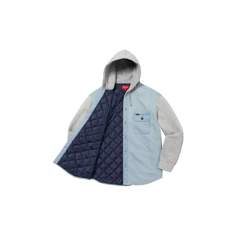 Supreme Fleece Hooded Denim henley shirt - Cheap Rcj Jordan Outlet 