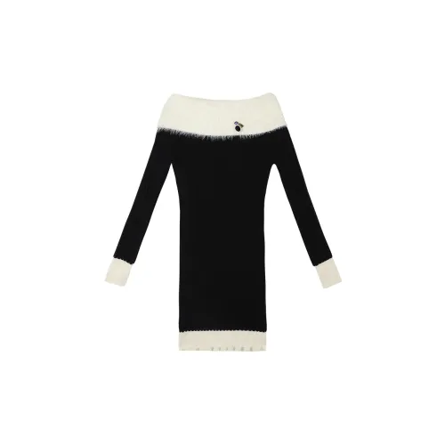 BSEVENI Long-Sleeved Dresses Women's Black