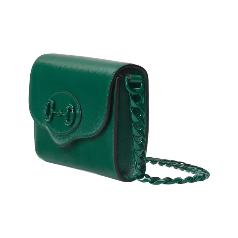 GUCCI Horsebit 1955 Leather Crossbody Bag Shoulder Bag Women's Green-2