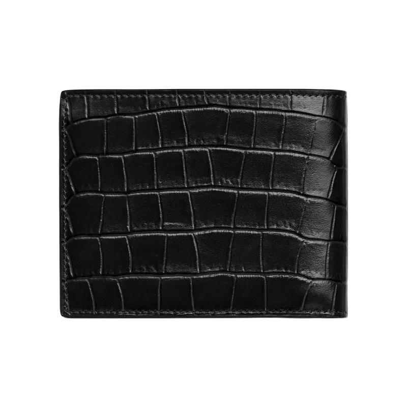 MONTBLANC Full Grain Cow Leather Patchwork Leather Card Holder Wallet Card Clip Men's Black-1