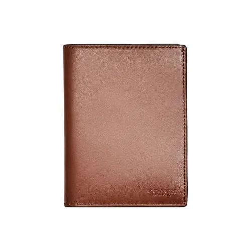 COACH Calfskin Document Bag, Card Holder, Passport Holder Mini Unisex Brown