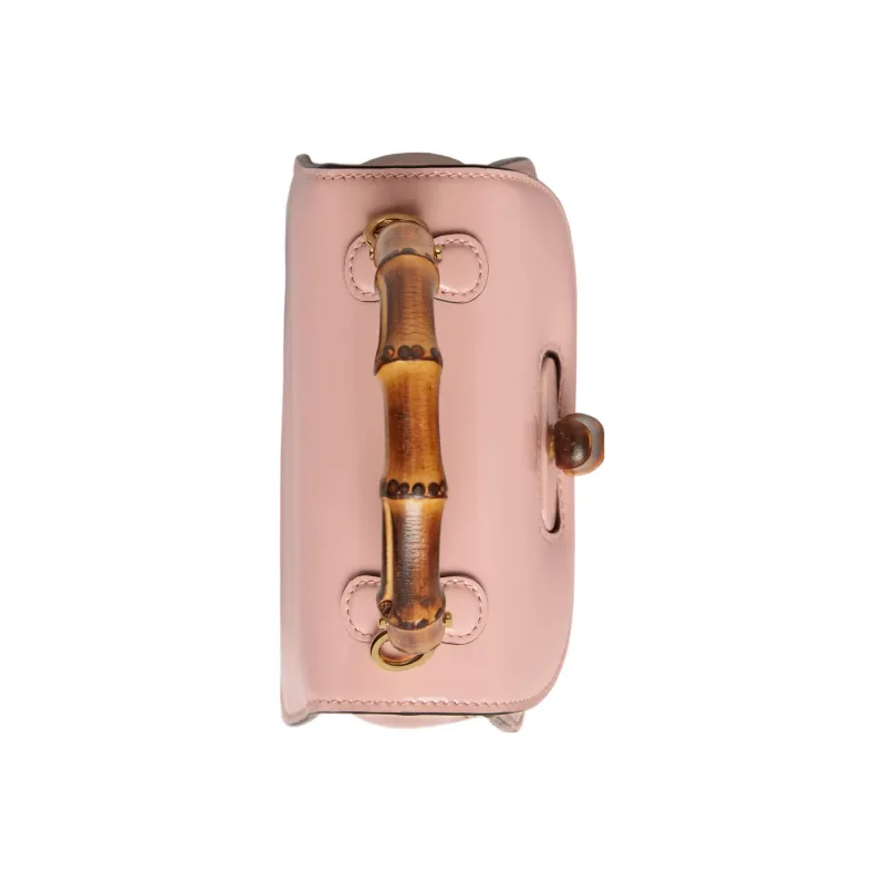 GUCCI Bamboo 1947 Patent Leather Shoulder Bag Crossbody Bag Handbag Mini Women's Light Pink-4