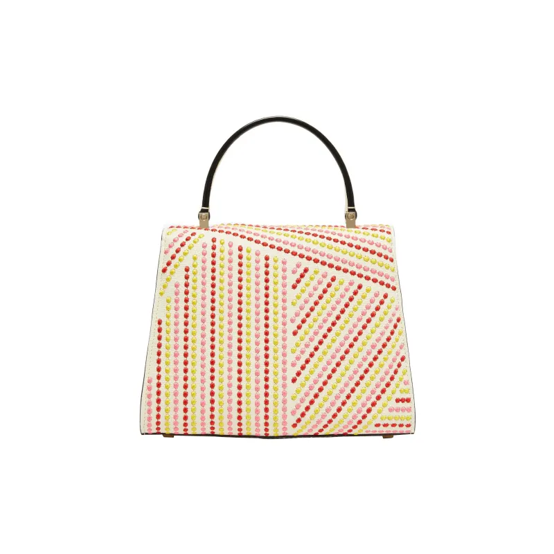 Valextra Iside Embroidery Calfskin Shoulder Bag, Crossbody Bag, Handbag Mini Women's White/Red/Yellow-1