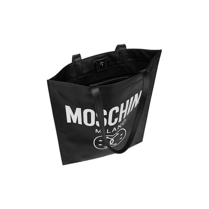 MOSCHINO SMILEY Collaboration Sheepskin Tote Bag Shopping Bag Shoulder Bag Handbag Men's Black-2