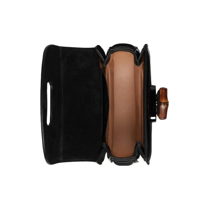 GUCCI Bamboo 1947 Patent Leather Shoulder Bag, Crossbody Bag, Handbag Mini Women's Black-5
