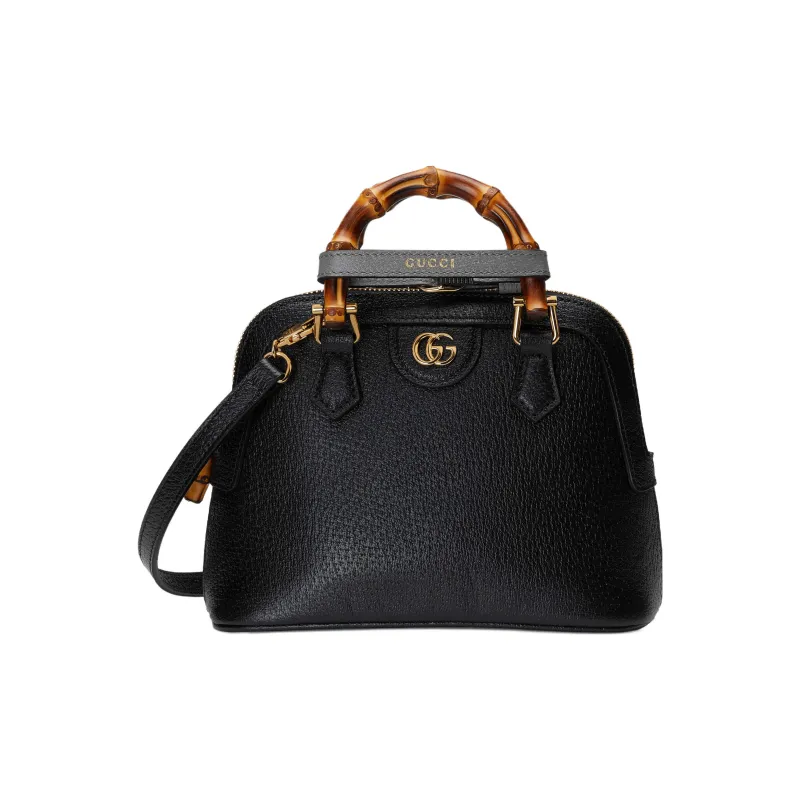 GUCCI Diana Leather Tote Bag Shopping Bag Shoulder Bag Crossbody Bag Handbag Mini Women's Black-0