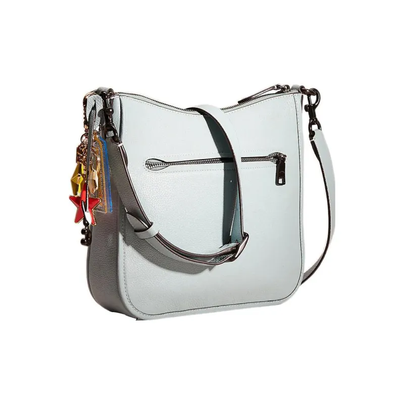 COACH Chaise Pebbled Leather Shoulder Bag Crossbody Bag Large Size Women's Aqua Blue-1