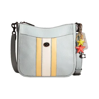 COACH Chaise Pebbled Leather Shoulder Bag Crossbody Bag Large Size Women's Aqua Blue