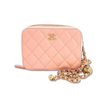 CHANEL Sheepskin Square Box Camera Bag, Shoulder Bag, Crossbody Bag Regular Women's Pink