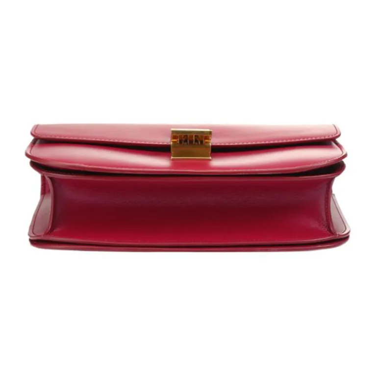 CELINE Classic Bo Polished Cow Leather Handbag Tofu Bag Block Crossbody Bag Shoulder Bag Women's Raspberry Red-3