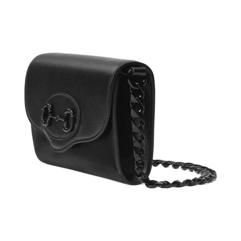 GUCCI Horsebit 1955 Leather Crossbody Bag, Shoulder Bag Women's Black-1