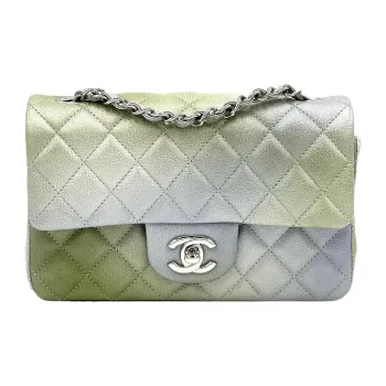 CHANEL Classic Flap CF Lambskin Shoulder Bag Crossbody Bag Mini Women's Gradient Silver/Green