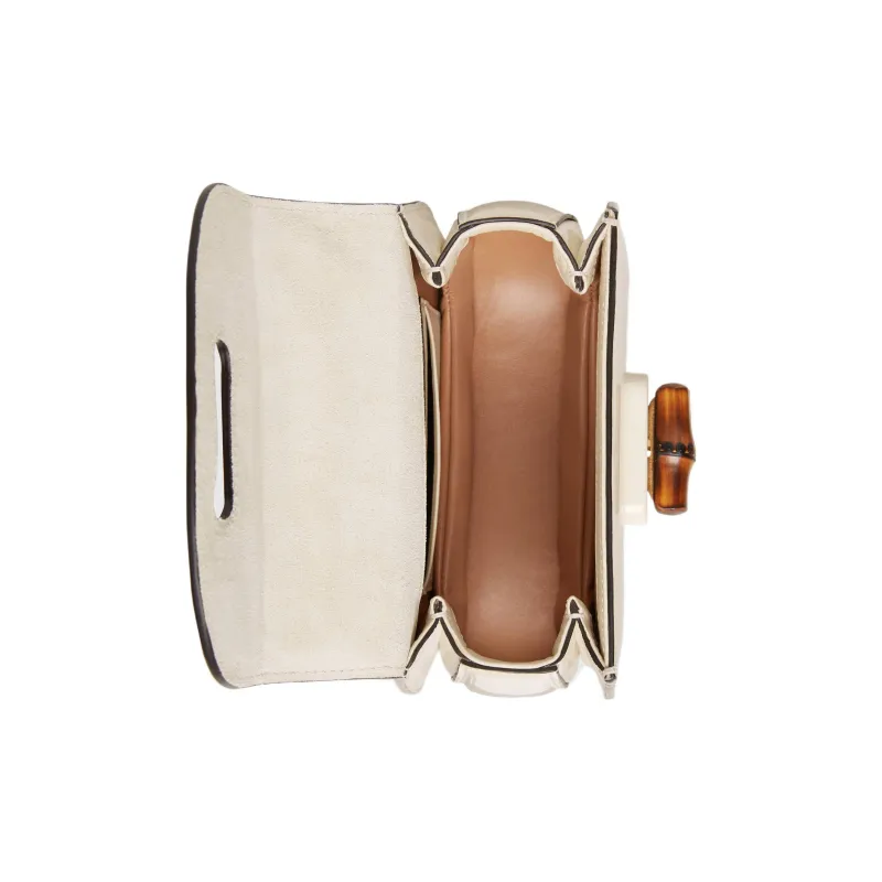 GUCCI Bamboo 1947 Patent Leather Shoulder Bag, Crossbody Bag, Handbag Mini Women's White-4