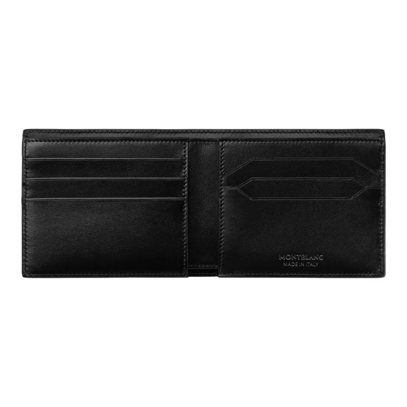 MONTBLANC Full Grain Cow Leather Patchwork Leather Card Holder Wallet Card Clip Men's Black-2