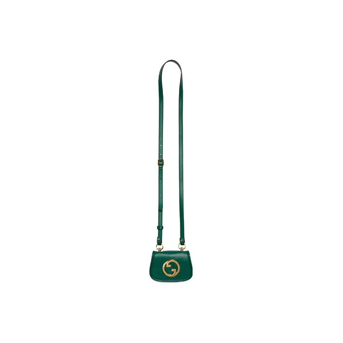 GUCCI Blondie Leather Clip Wallet Saddle Bag Shoulder Bag Crossbody Bag Men's Green-1