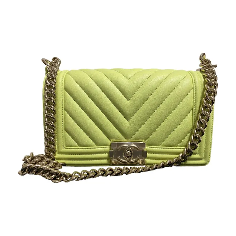 CHANEL Leboy V Grain Cow Leather Shoulder Bag, Crossbody Bag Medium Size Women's Green-1