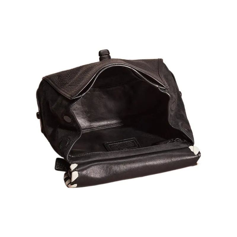 COACH Drifter Glove Tanned Leather With Pebbled Leather Shoulder Bag Crossbody Bag Handbag Medium Size Women's Black-2