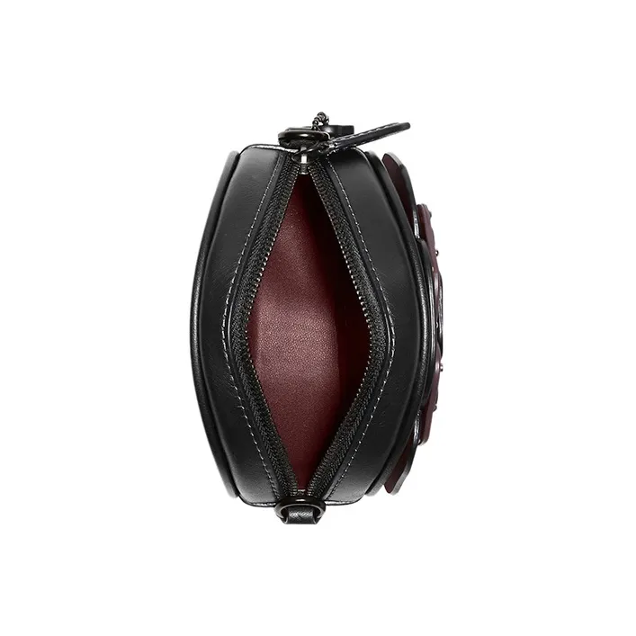 COACH Glove Tanning Shoulder Bag, Crossbody Bag Mini Women's Black-2
