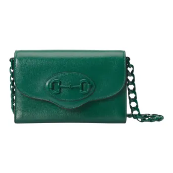 GUCCI Horsebit 1955 Leather Crossbody Bag Shoulder Bag Women's Green