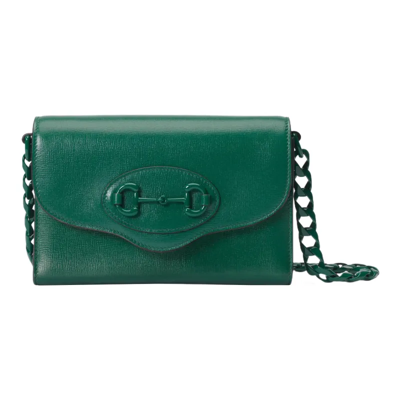 GUCCI Horsebit 1955 Leather Crossbody Bag Shoulder Bag Women's Green-0