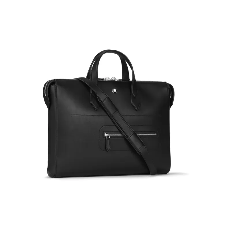 MONTBLANC Meisterstuck Leather Portable One Shoulder Crossbody Briefcases Men's Black-1