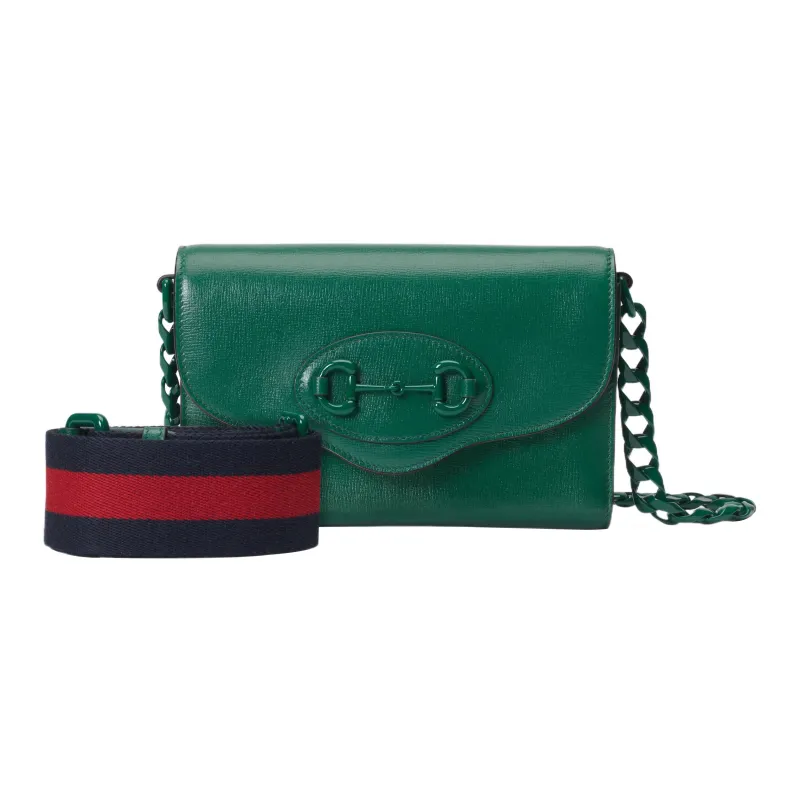 GUCCI Horsebit 1955 Leather Crossbody Bag Shoulder Bag Women's Green-1