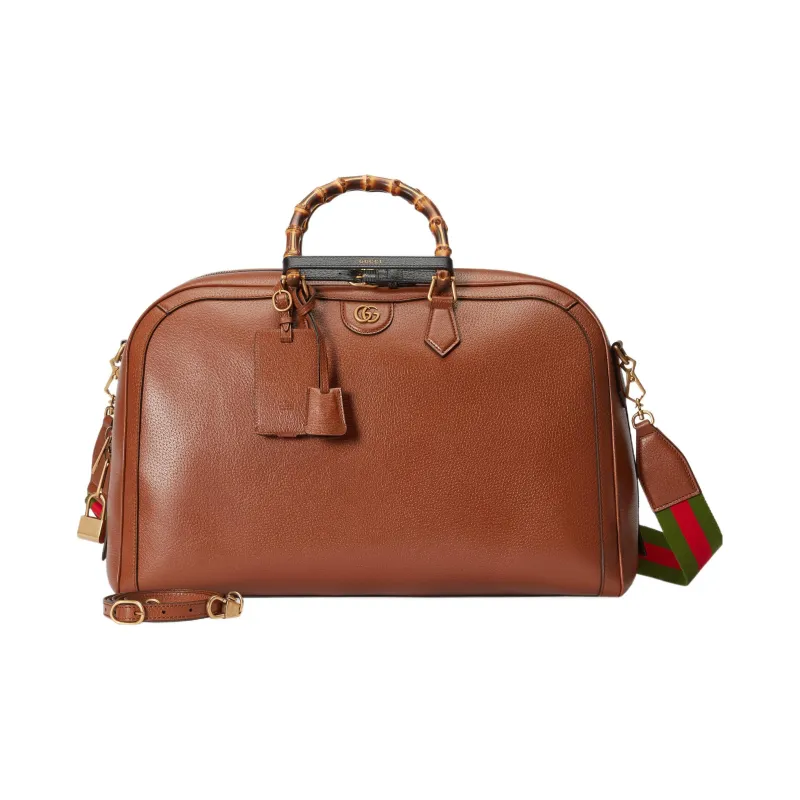 GUCCI Diana Leather Luggage Bag Shoulder Bag Crossbody Handbag Large Size Men's Brown-2