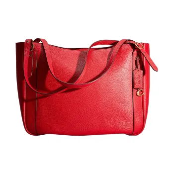 COACH Alana Pebbled Leather Tote Bag Shopping Bag Shoulder Bag Handbag Large Size Women's Red