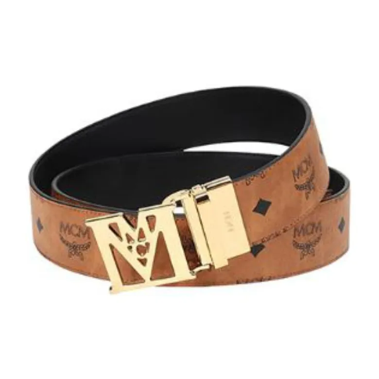 MCM Leather Belts Unisex Cognac Black-1
