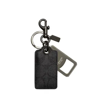 COACH Key Fob Coated Canvas Key Ring Snap Buckle Bag Accessories Women's Black