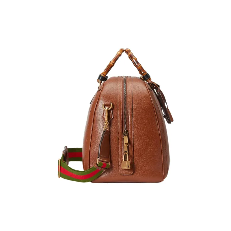 GUCCI Diana Leather Luggage Bag Shoulder Bag Crossbody Handbag Large Size Men's Brown-4